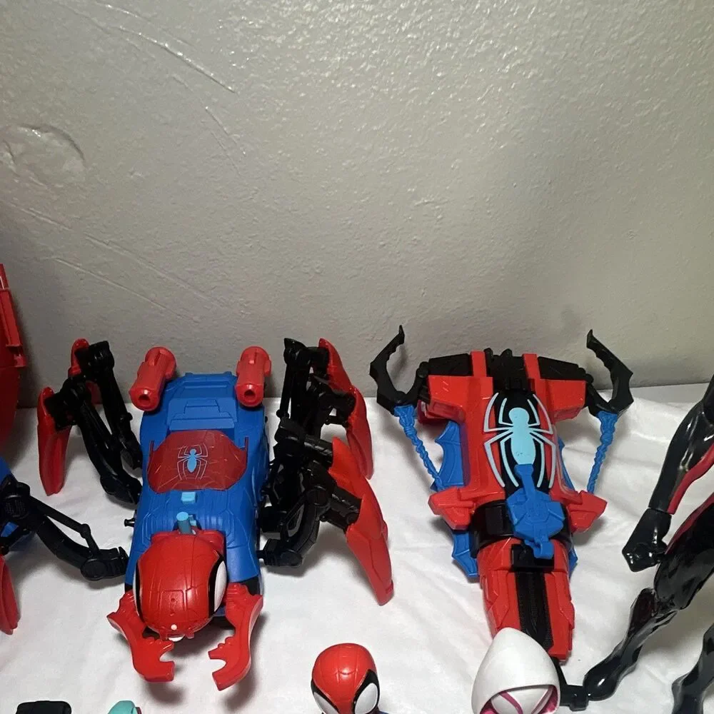 Marvel Spider-Man Mixed Lot 10+ Plastic Figures & Vehicles Miles Morales Gwen